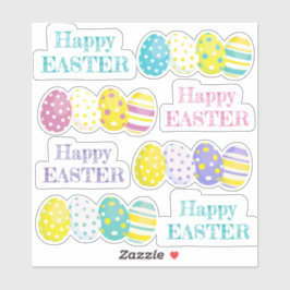 Adesivo Happy Easter Colorful Eggs Custom-Cut Vinyl 