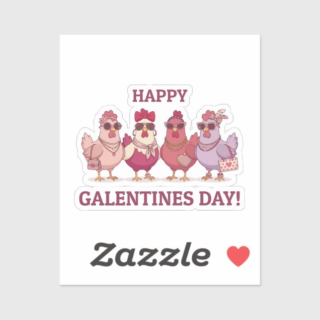Adesivo Happy Galentines Day Chicken Squad Cute Funny Hens (Folha)