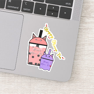 Adesivo Happy Meow Tea Vinyl Sticker