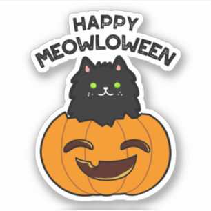 Adesivo Happy Meowloween Dia de as Bruxas engraçado Pun