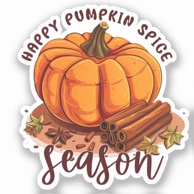 Adesivo Happy Pumpkin Spice Season - Cozy Autumn Vibes (Frente)