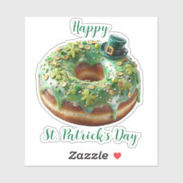Adesivo Happy St. Patrick’s Day Donut with Leprechaun Hat