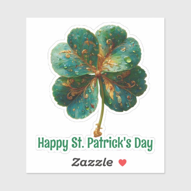Adesivo Happy St. Patrick’s Day Elegant Shamrock (Folha)
