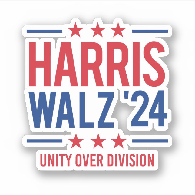 Adesivo Harris Walz '24 - Unity over Division (Frente)