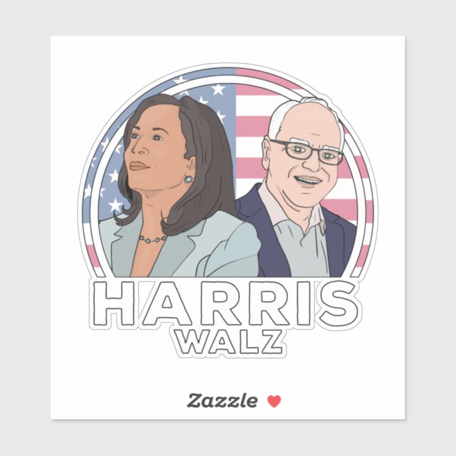 Adesivo Harris Walz Election (Folha)