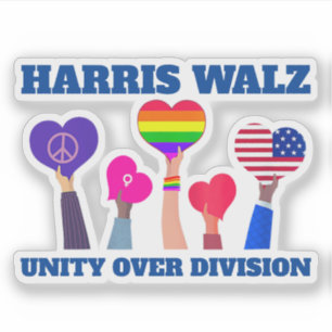 Adesivo Harris Walz Unity Over Division LGBTQ Dark Blue