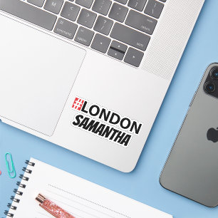 Adesivo Hashtag London   Nome próprio com tipografia negra