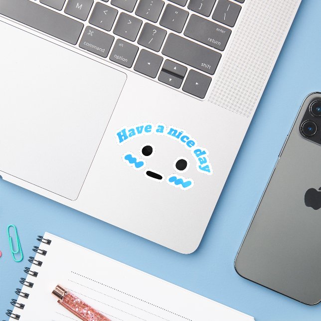 Adesivo Have a Nice Day Cute Sticker (Notebook com iPhone)