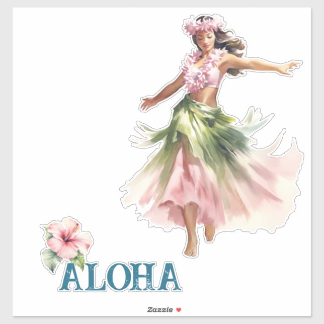 Adesivo Hawaii Aloha Dancer Hibiscus Flower (Folha)