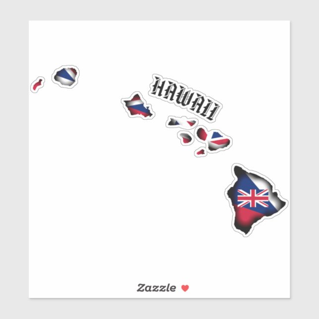 Adesivo HAWAII ILHAS HI Flag BLK (Folha)