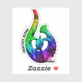 Adesivo Hawaii Practice Aloha Honu Tribal Hook NeonRainbow