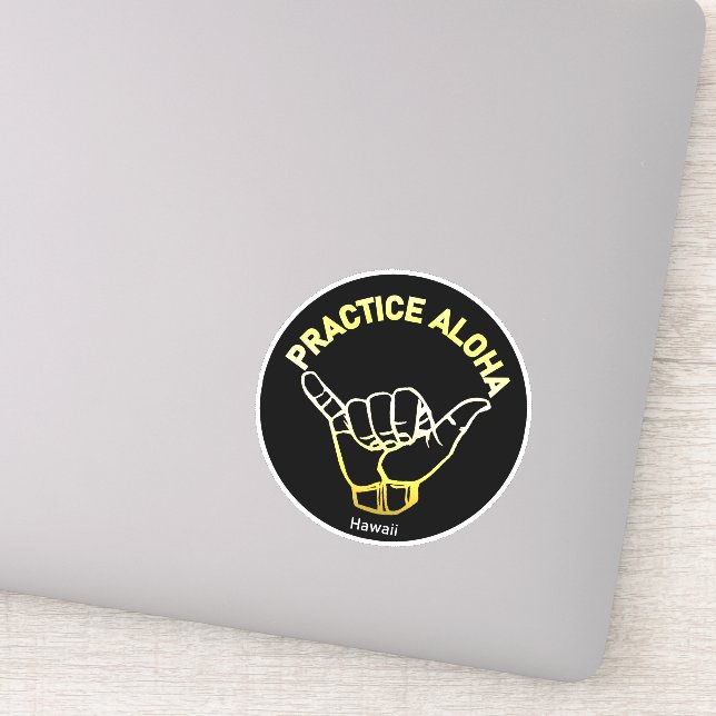 Adesivo Hawaii Practice Aloha Ouro Shaka (Hang solto) (Detalhe)