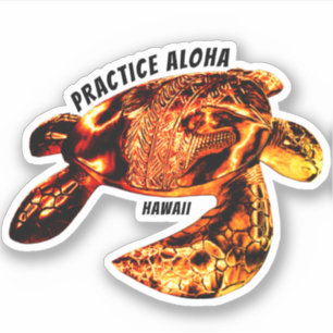 Adesivo Hawaii Practice Aloha - Tribal Honu Lava