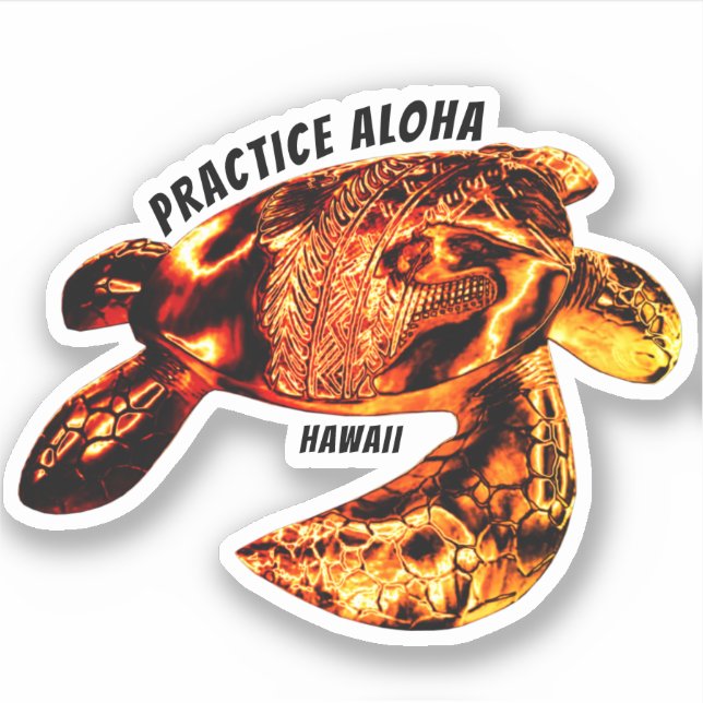 Adesivo Hawaii Practice Aloha - Tribal Honu Lava (Frente)