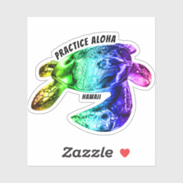Adesivo Hawaii Practice Aloha - Tribal Honu Rainbow