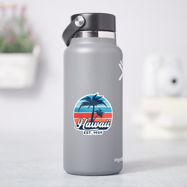 Adesivo Hawaii Sunset Palm Tree Beach Retro (HidroFlask)