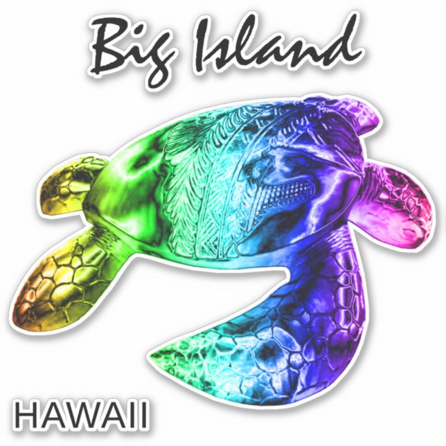 Adesivo Hawaii Tribal Honu Rainbow (Frente)