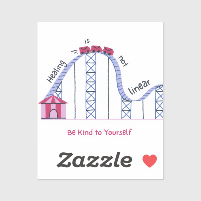 Adesivo 'Healing Isn't Linear' Be Kind to Yourself Sticker (Folha)