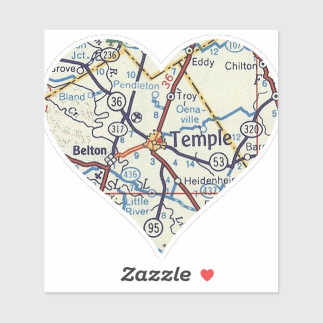 Adesivo Heart Belton Temple Texas (Folha)
