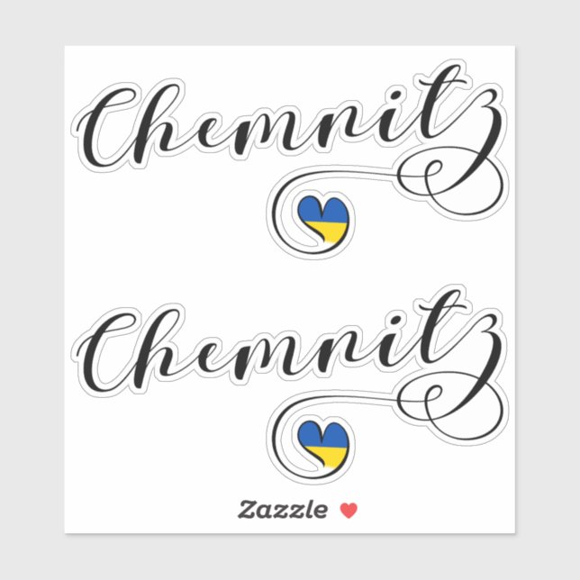 Adesivo Heart Chemnitz, I Love Chemnitz, Alemanha (Folha)