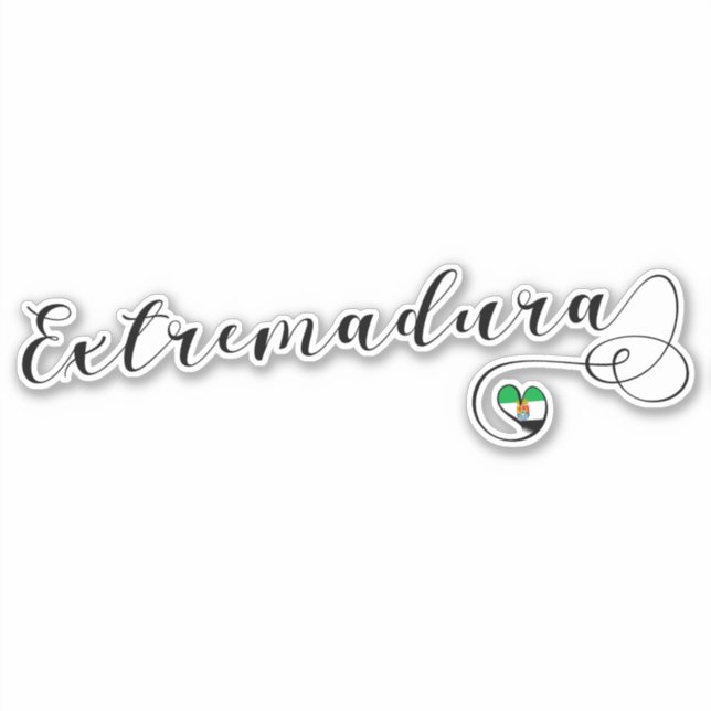 Adesivo Heart Extremadura Flag, Estremaúra, Espanha (Frente)