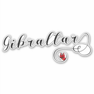 Adesivo Heart Gibraltar Flag, I Love Gibraltar, Llanitos