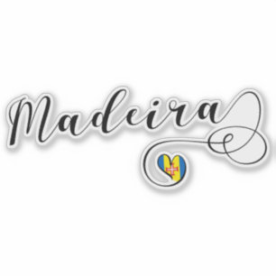 Adesivo Heart Madeira Flag, I Love Madeira, Portugal