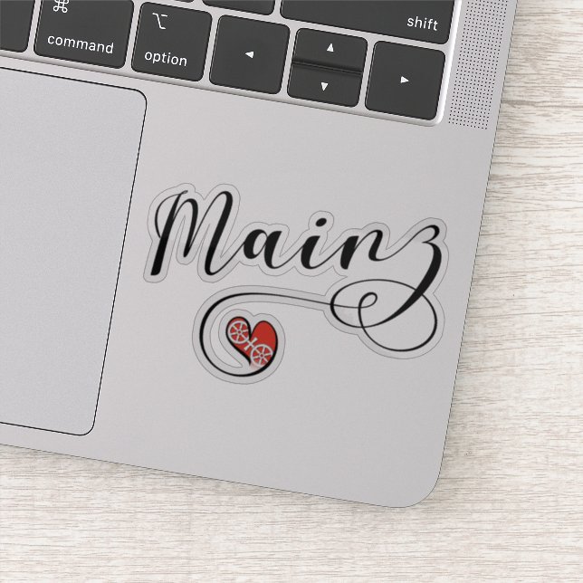 Adesivo Heart Mainz Flag, I Love Mainz, Meenz (Detalhe)