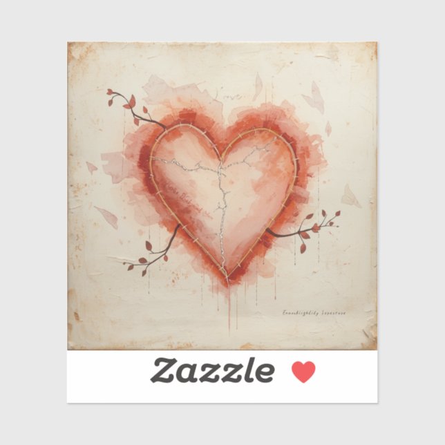 Adesivo Heart-Themed Painting Images Collection (Folha)