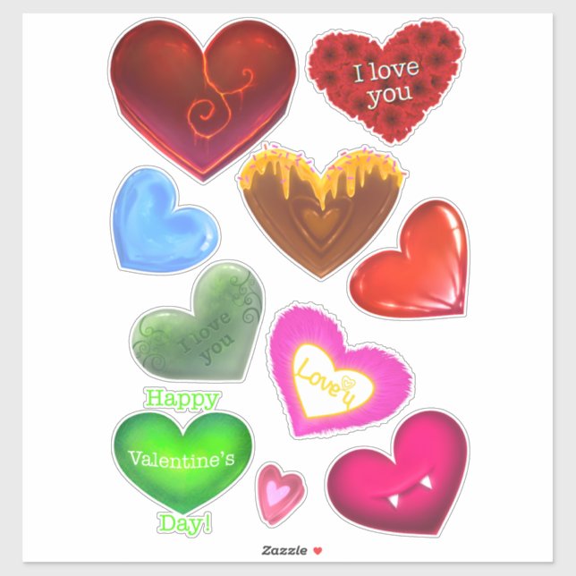 Adesivo Hearts Happy Valentine’s Day Stickers Colourful (Folha)