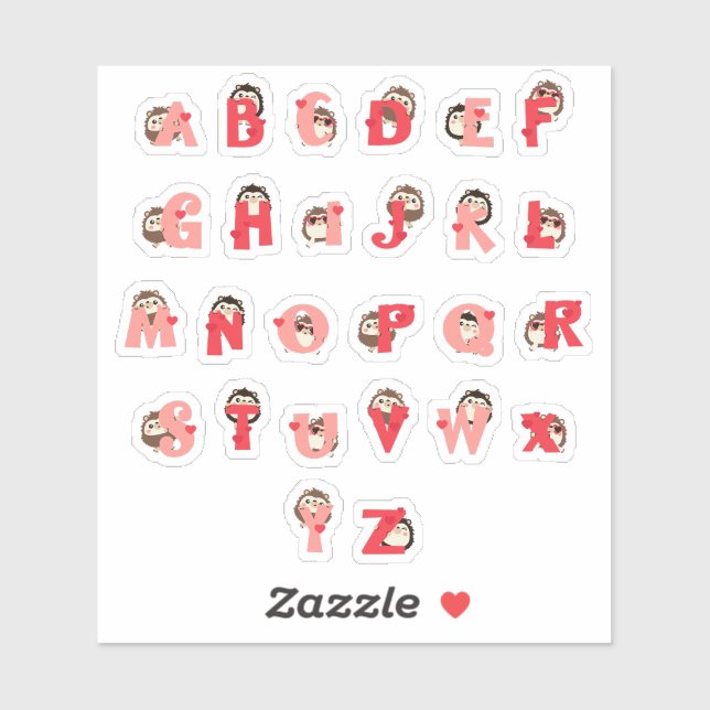 Adesivo Hedge Hugs Alphabet Stickers | Cute Hedgehog Lette (Folha)