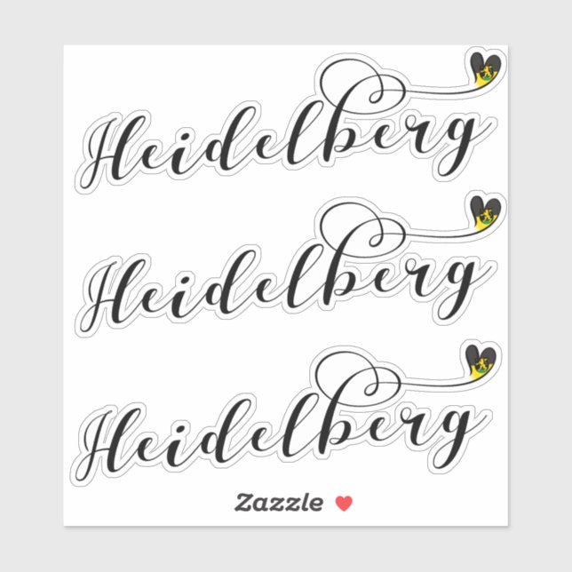 Adesivo Heidelberg Flag Heart, Alemanha (Folha)