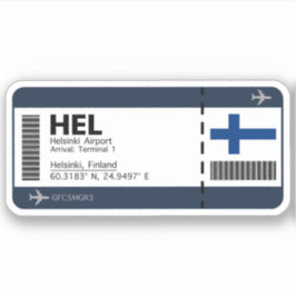 Adesivo HEL Helsinki, Finlândia — Passagem de embarque no 
