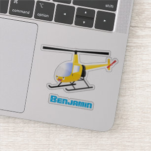 Adesivo Helicóptero de desenho animado amarelo