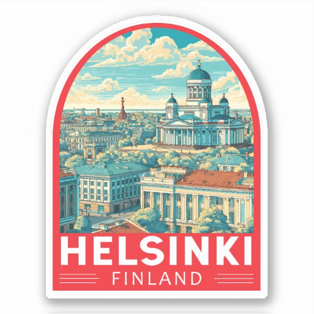 Adesivo Helsinki Finland Travel Art Emblem (Frente)