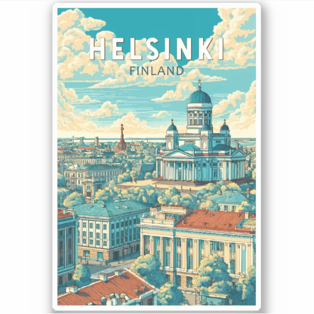 Adesivo Helsinki Finland Travel Art Vintage (Frente)