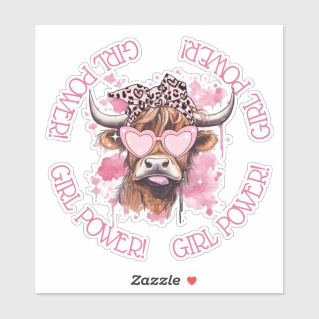 Adesivo Hereford Girly Cow Galentines Day Vinyl Sticker (Folha)