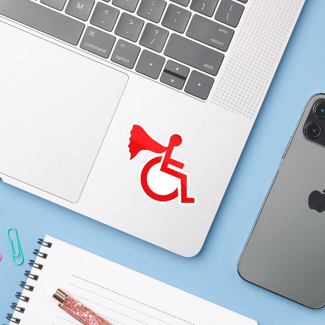 Adesivo Herói com Deficiência (Notebook com iPhone)