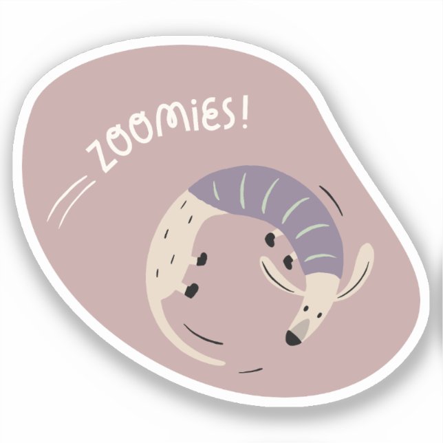 Adesivo herpes zoomies, linguiça doce ilustrada beige lila (Frente)