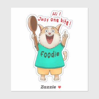 Adesivo Hi! Just One Bite! Cat — The Foodie’s Inner Voice