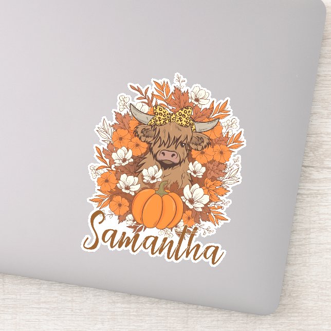 Adesivo Highland Cow Halloween Autumn Personalized  (Detalhe)