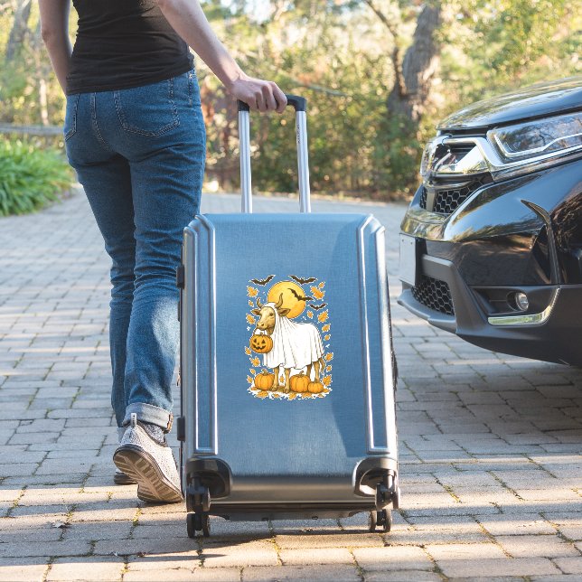 Adesivo Highland Cow Halloween em fantasia fantasma (Mala Insitu)