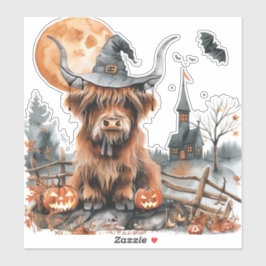 Adesivo Highland Cow Halloween Watercolor