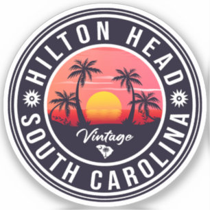 Adesivo Hilton Head South Carolina Retro Sunset Souvenirs