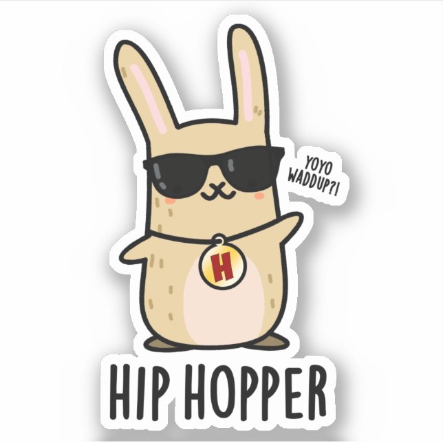 Adesivo Hip Hopper Funny Coelho Coelho Pun (Frente)
