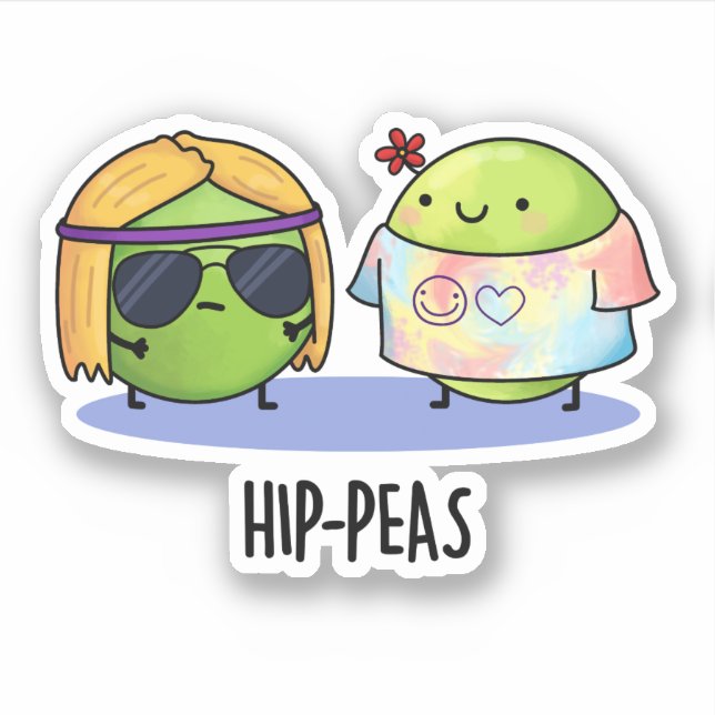Adesivo Hip-peas Engraçado Hippie Peas Pun (Frente)