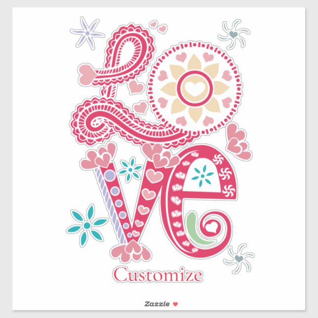 Adesivo Hippie Groovy - Sinal de Amor Thunder_Cove (Folha)