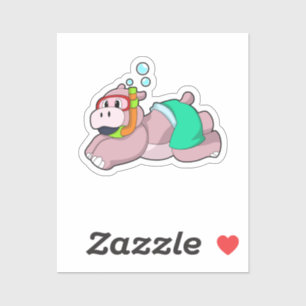 Adesivo Hippo at Diving with Snorkel