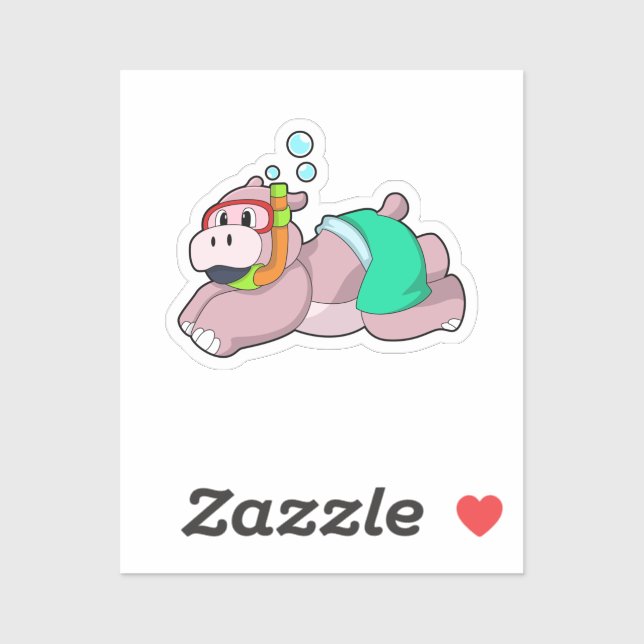 Adesivo Hippo at Diving with Snorkel (Folha)