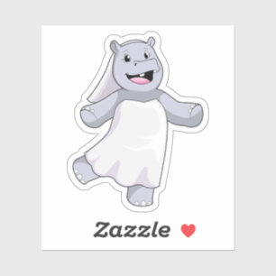 Adesivo Hippo como Noiva com Veil